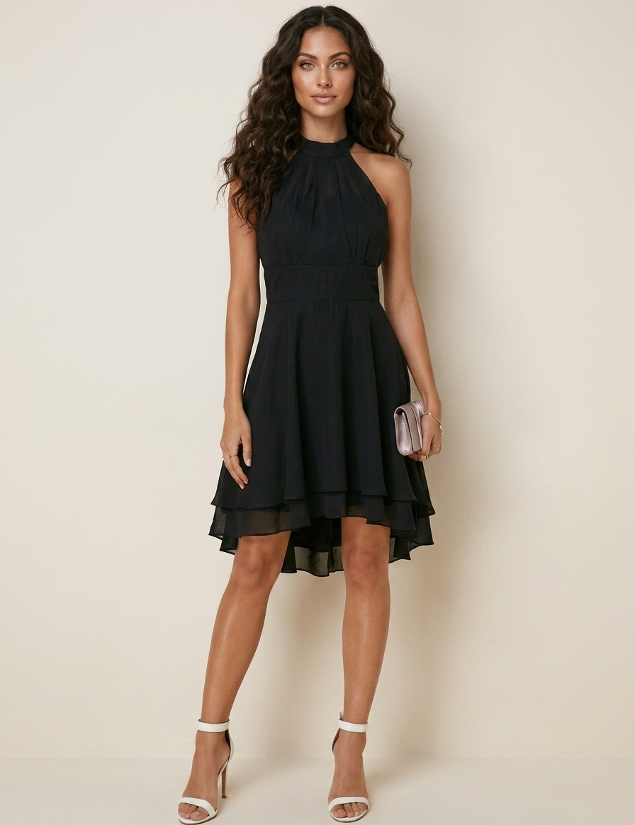 Halter Neck Chiffon Dress - Isabella