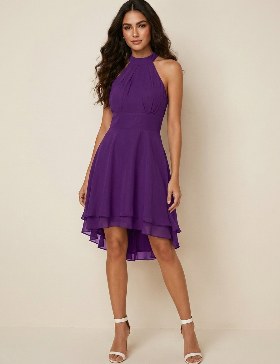 Halter Neck Chiffon Dress - Isabella