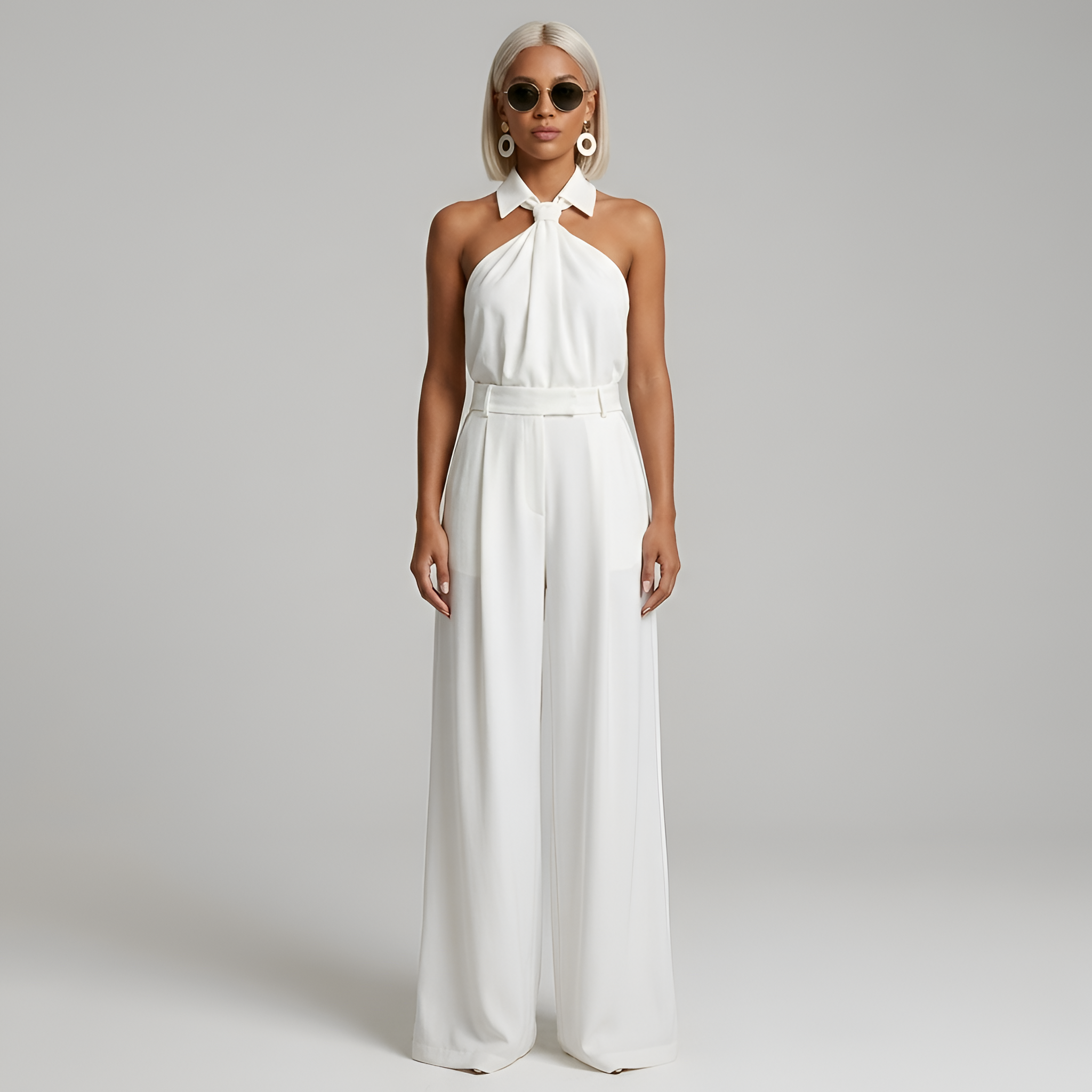 Halter Neck Wide-Leg Jumpsuit - Vivienne