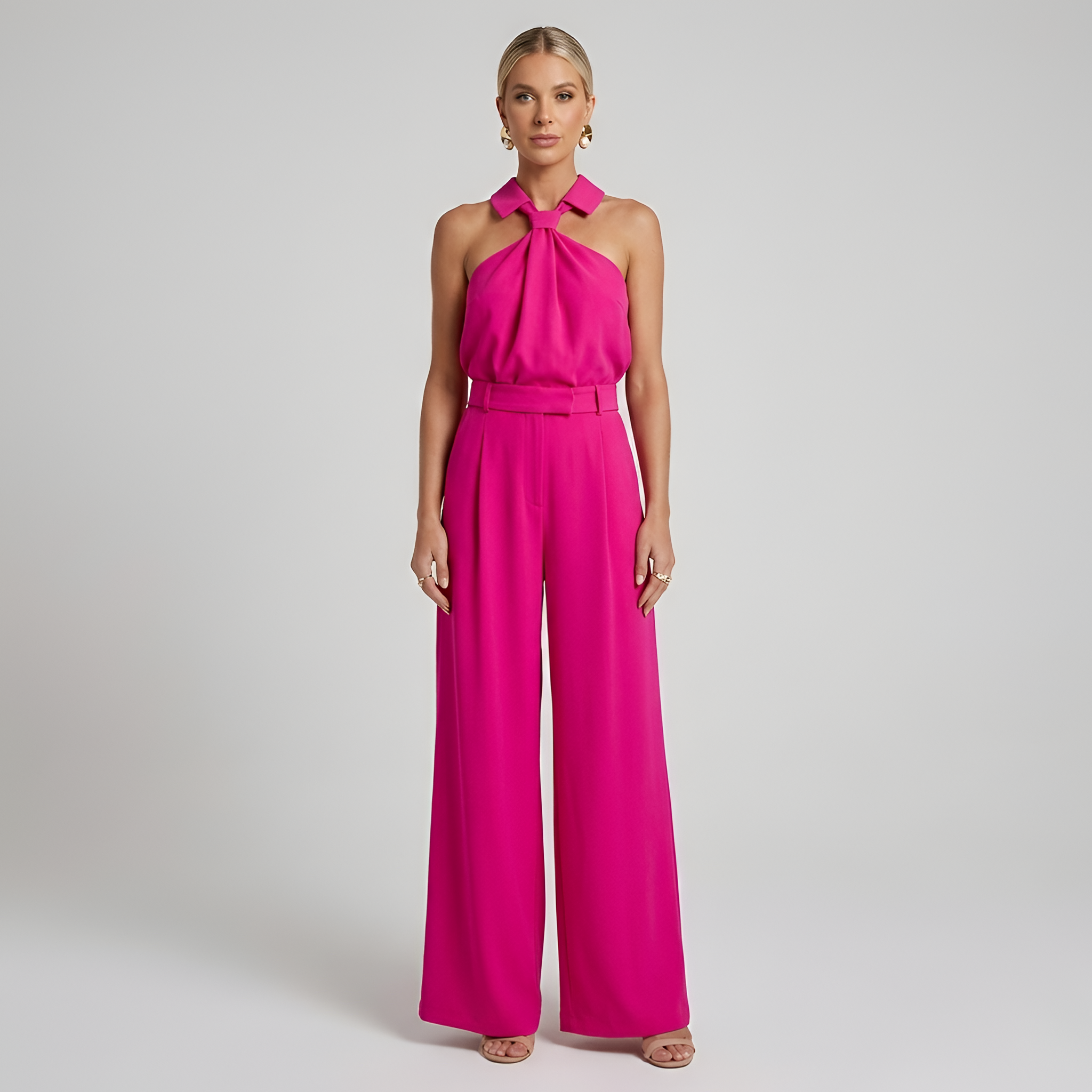 Halter Neck Wide-Leg Jumpsuit - Vivienne