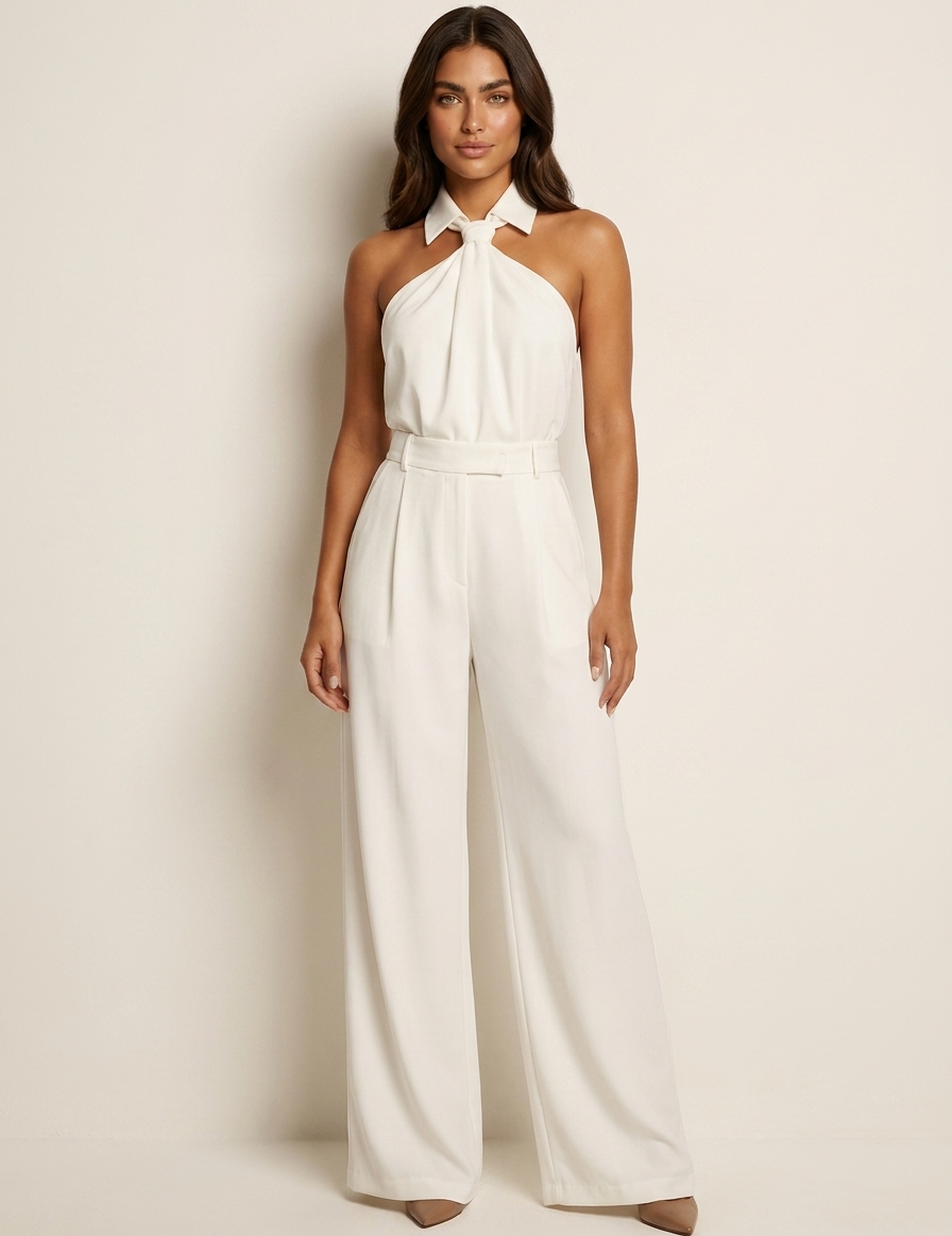 Halter Neck Wide-Leg Jumpsuit - Vivienne