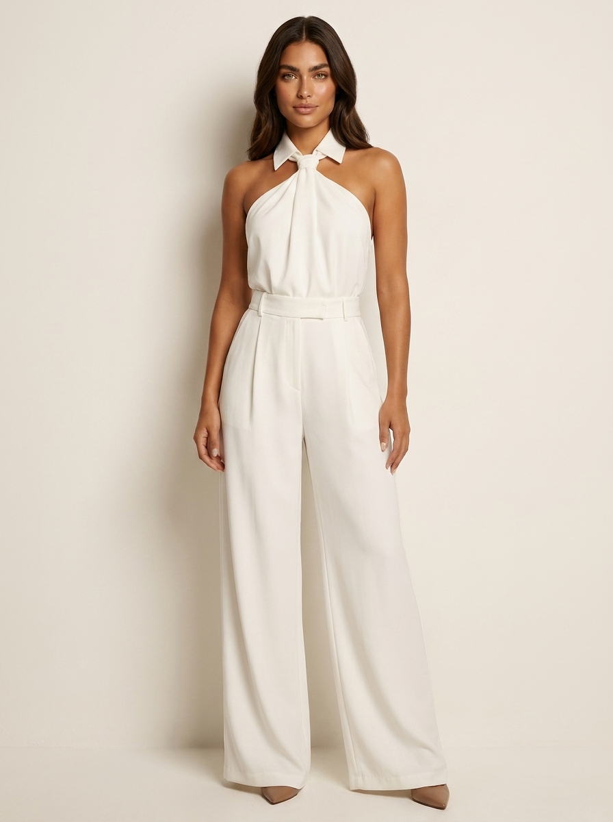 Halter Neck Wide-Leg Jumpsuit - Vivienne