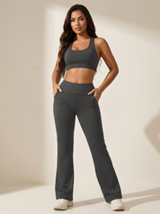 High-Waist Flared Yoga Trousers - Luna