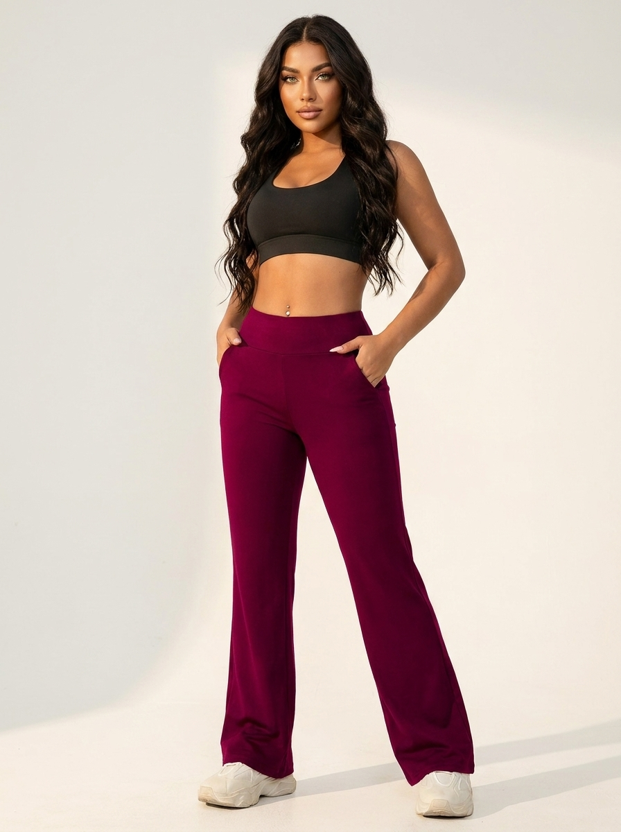 High-Waist Flared Yoga Trousers - Luna