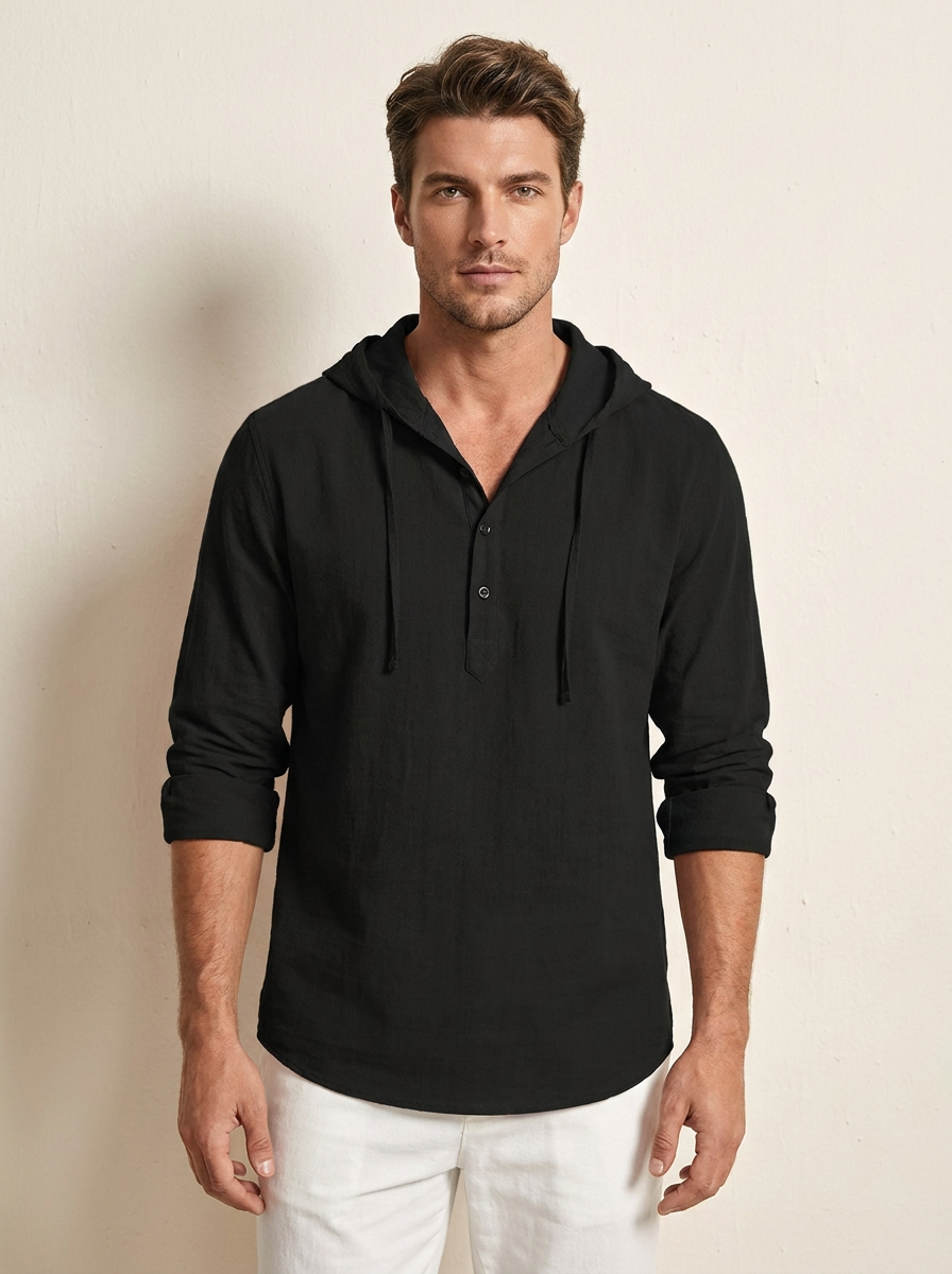 Hooded Casual Henley Shirt - Felix