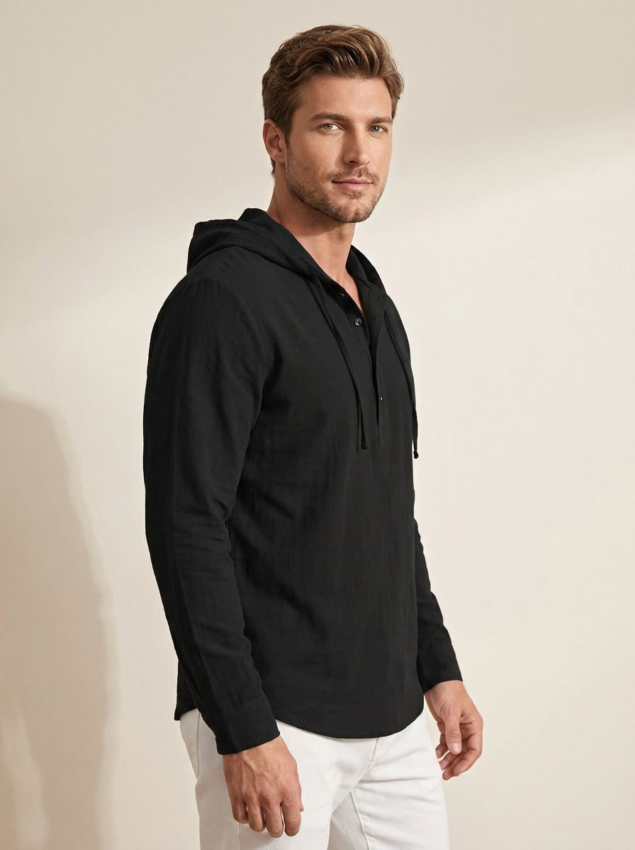 Hooded Casual Henley Shirt - Felix