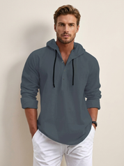 Hooded Casual Henley Shirt - Felix