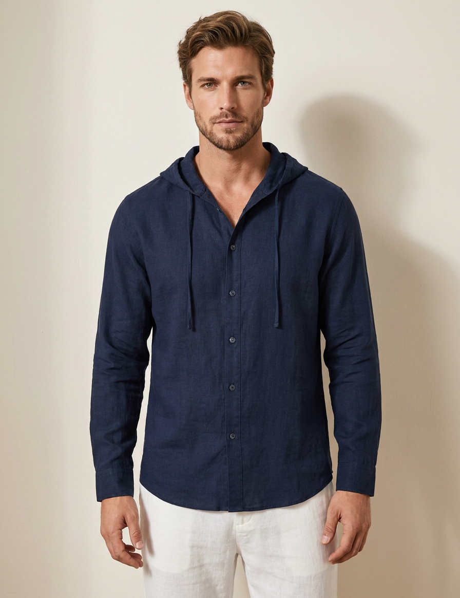 Hooded Casual Henley Shirt - Felix