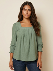 Jacquard Blouse with Square Neckline - Nicole