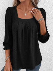 Jacquard Blouse with Square Neckline - Nicole