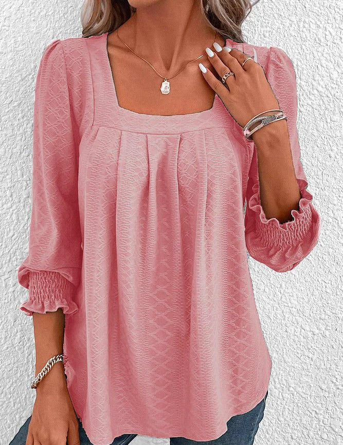 Jacquard Blouse with Square Neckline - Nicole