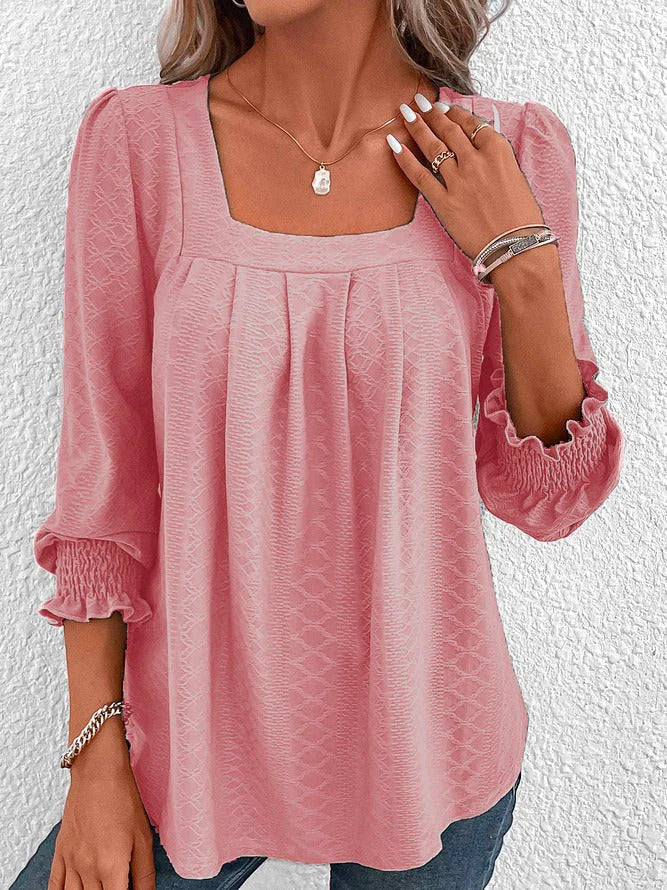Jacquard Blouse with Square Neckline - Nicole