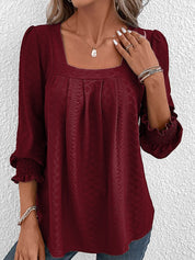 Jacquard Blouse with Square Neckline - Nicole