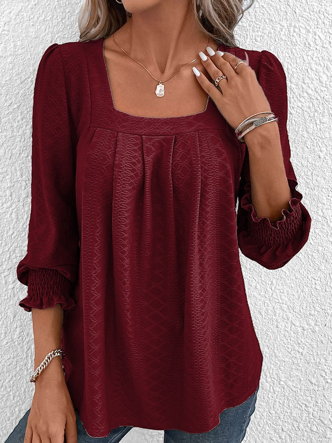 Jacquard Blouse with Square Neckline - Nicole