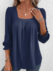 Jacquard Blouse with Square Neckline - Nicole