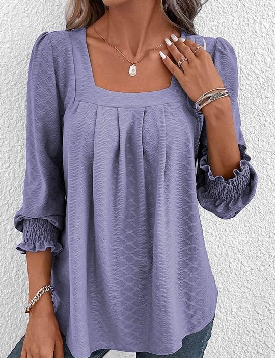 Jacquard Blouse with Square Neckline - Nicole