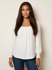 Jacquard Blouse with Square Neckline - Nicole