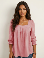 Jacquard Blouse with Square Neckline - Nicole