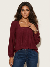Jacquard Blouse with Square Neckline - Nicole
