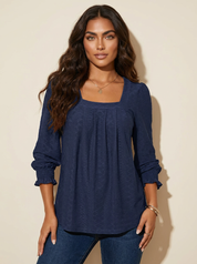 Jacquard Blouse with Square Neckline - Nicole