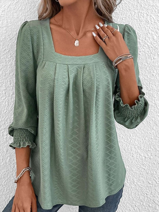 Jacquard Blouse with Square Neckline - Nicole