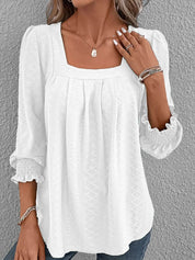 Jacquard Blouse with Square Neckline - Nicole