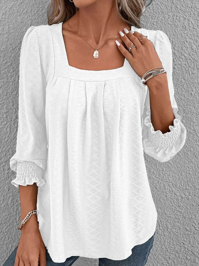 Jacquard Blouse with Square Neckline - Nicole