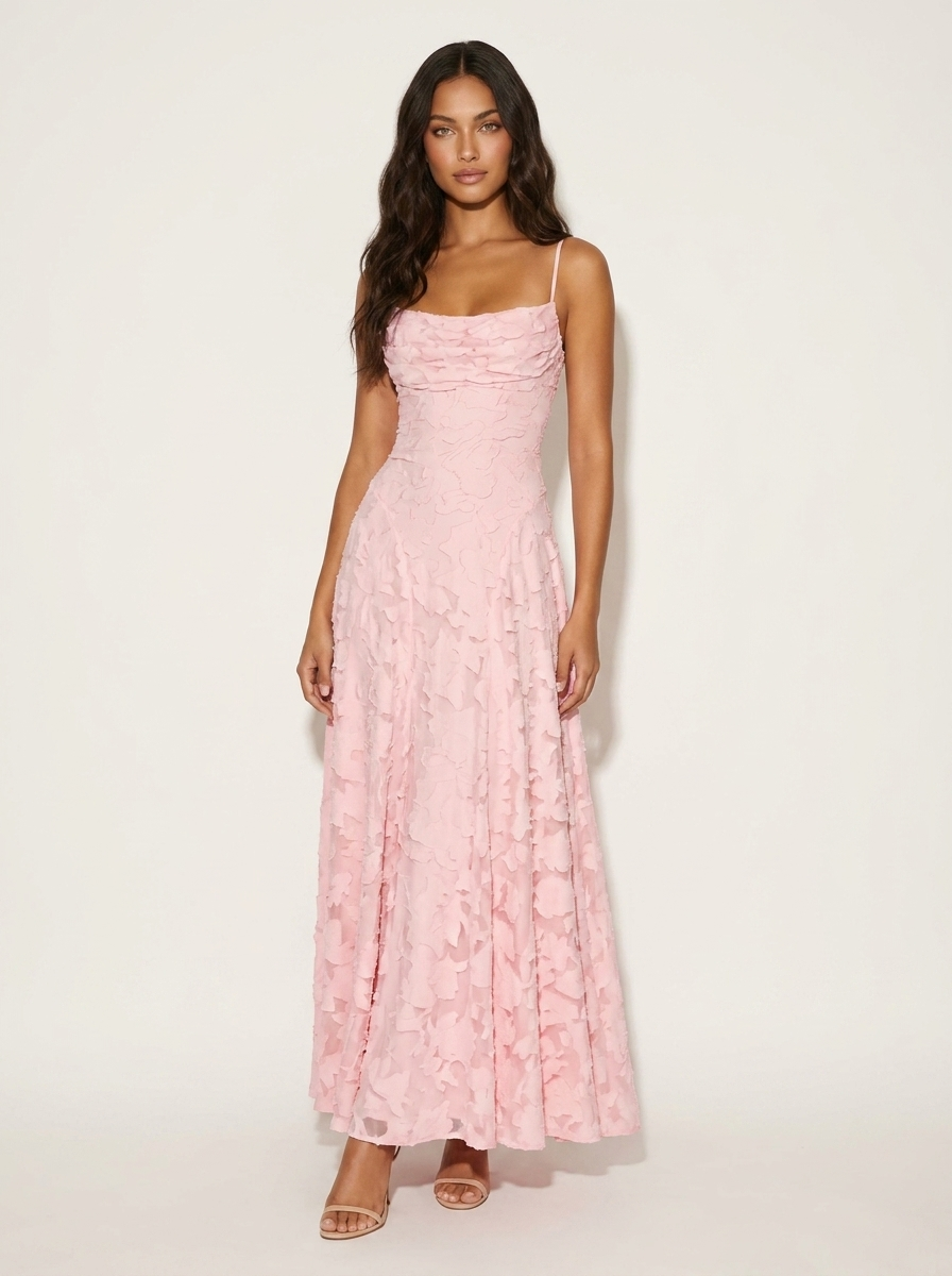 Jacquard maxi dress with thin straps - Vivienne