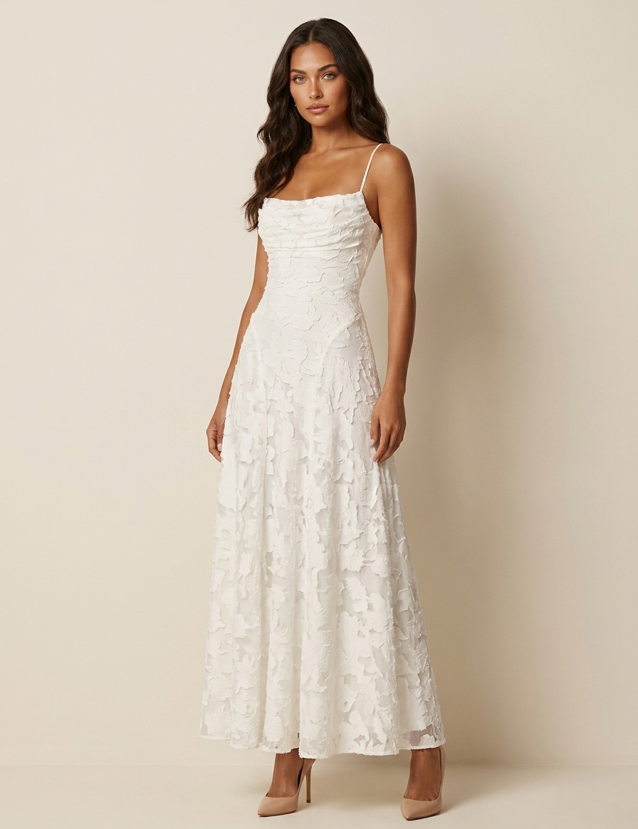 Jacquard maxi dress with thin straps - Vivienne