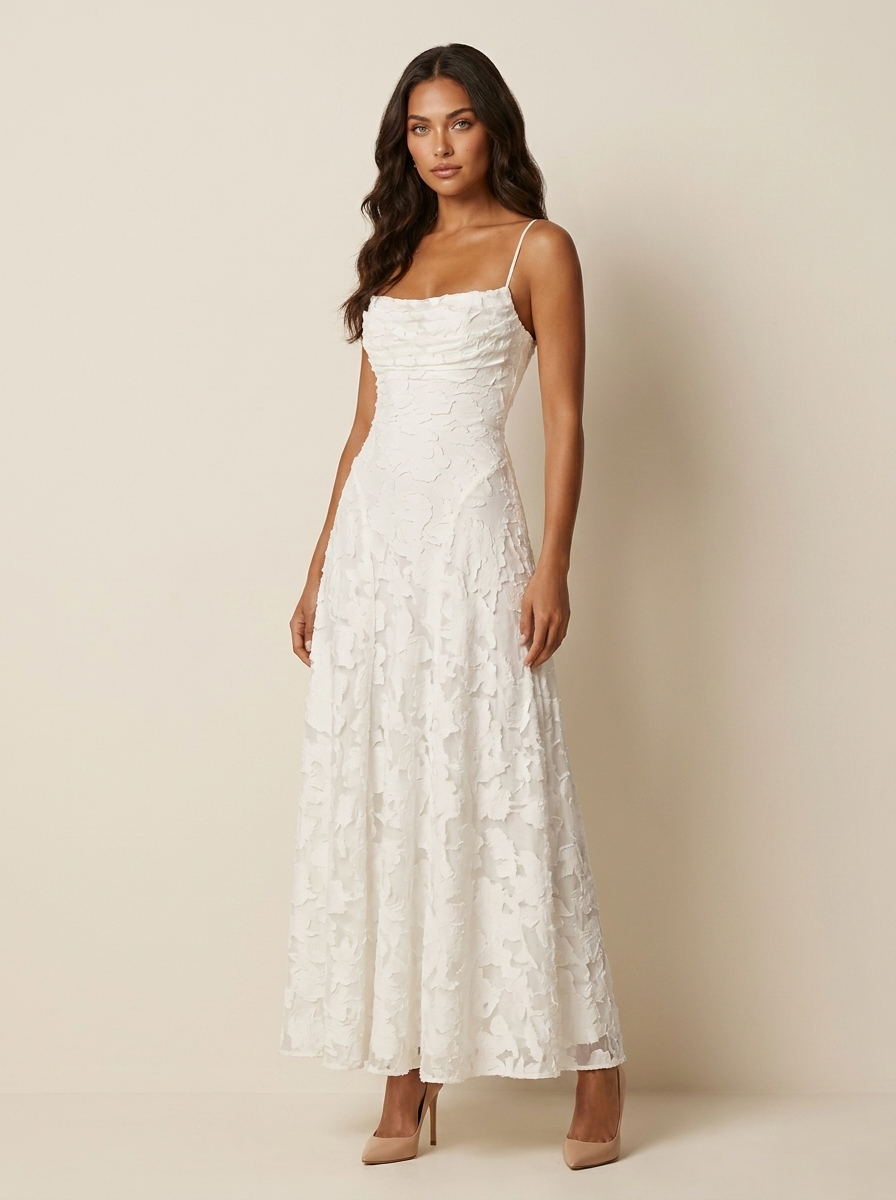 Jacquard maxi dress with thin straps - Vivienne