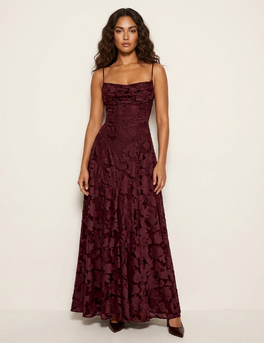 Jacquard maxi dress with thin straps - Vivienne