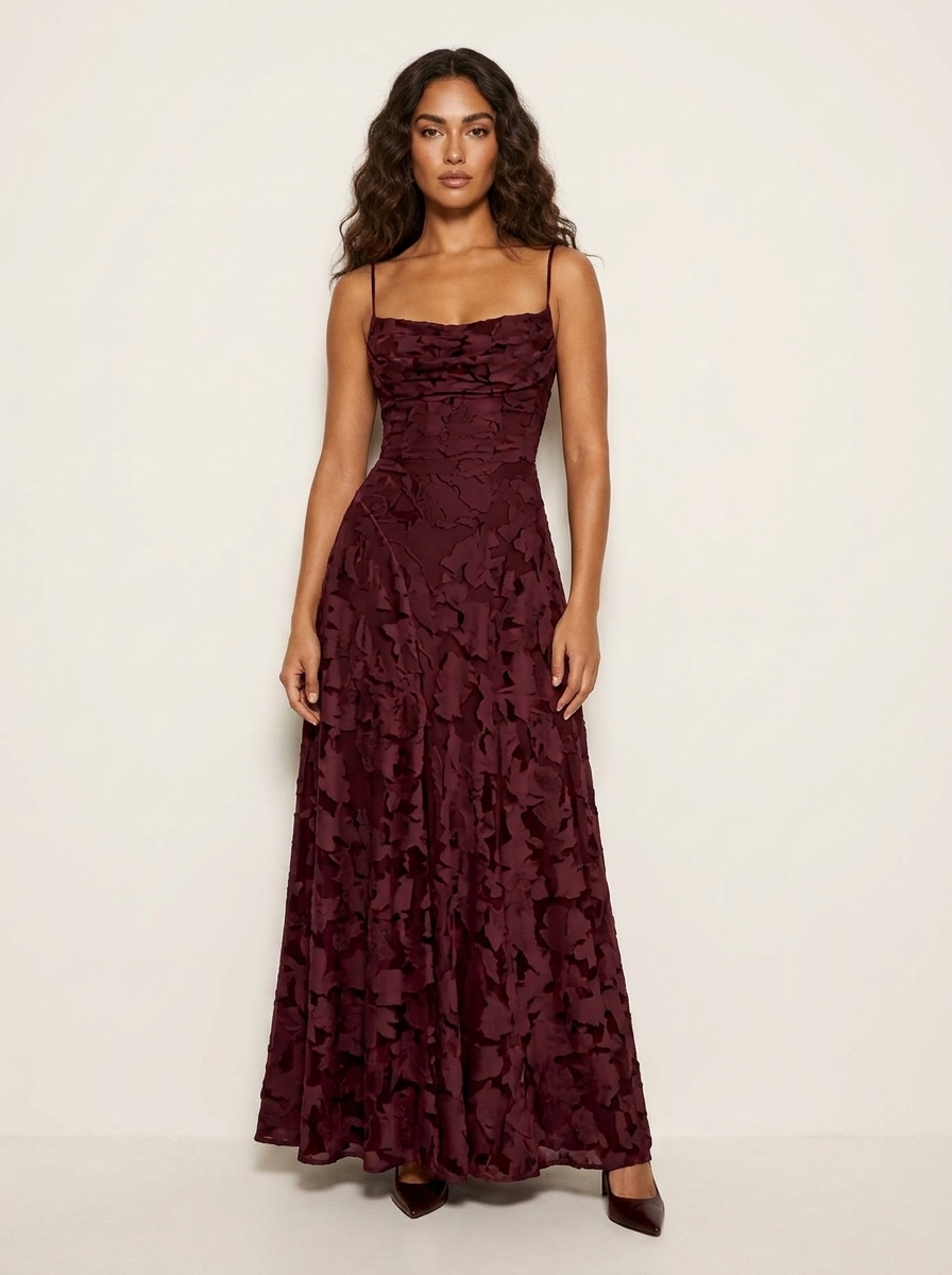 Jacquard maxi dress with thin straps - Vivienne