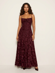Jacquard maxi dress with thin straps - Vivienne