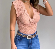 Lace V-Neck Bodysuit Top - Amélie
