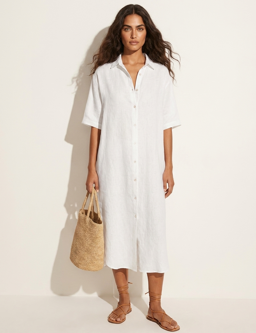 Lightweight button-down blouse dress - Sophie