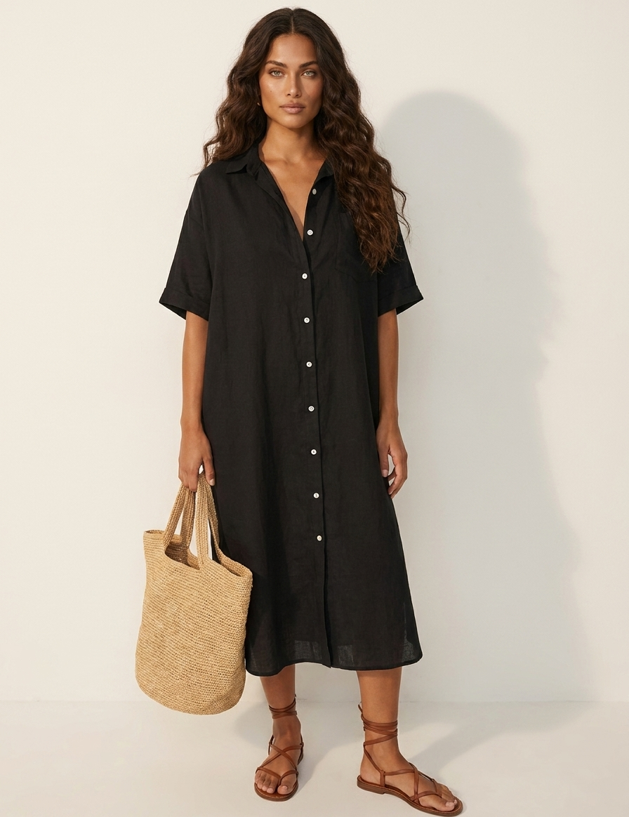 Lightweight button-down blouse dress - Sophie