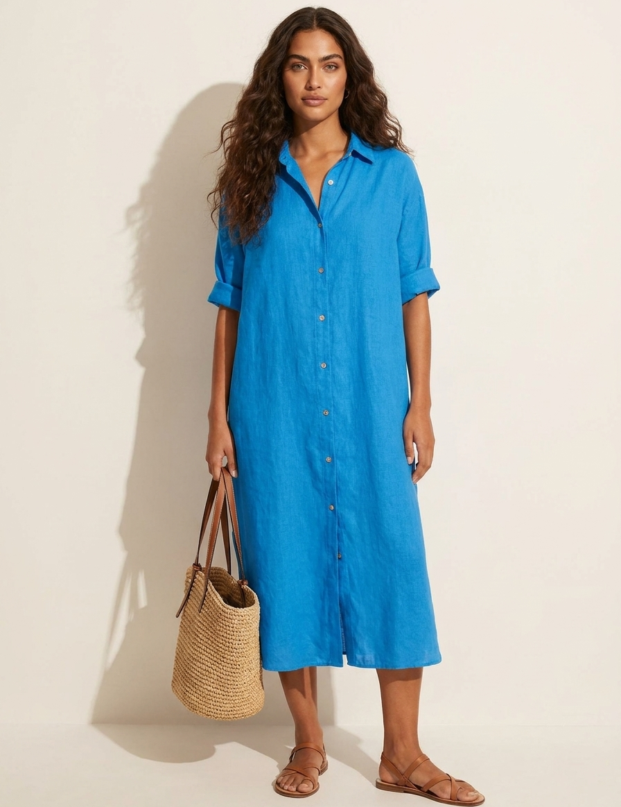 Lightweight button-down blouse dress - Sophie