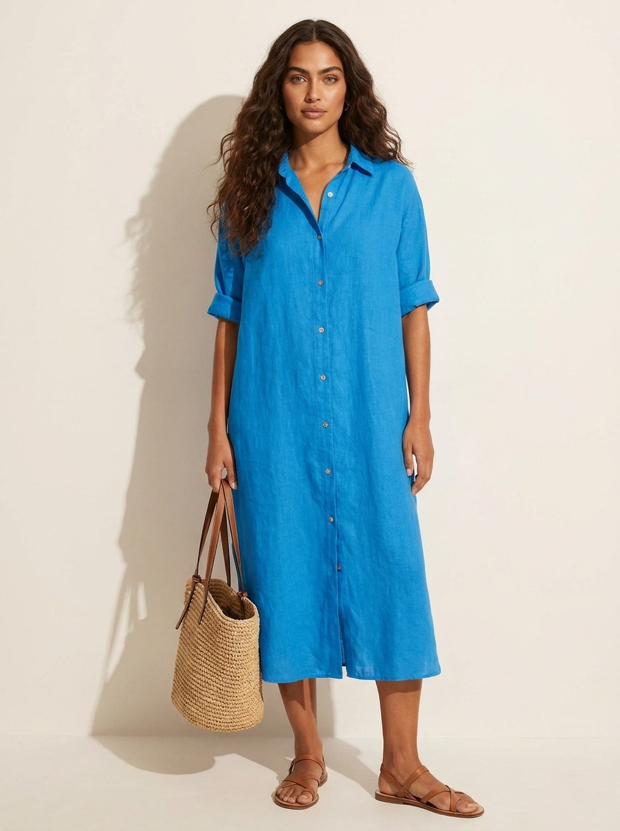 Lightweight button-down blouse dress - Sophie