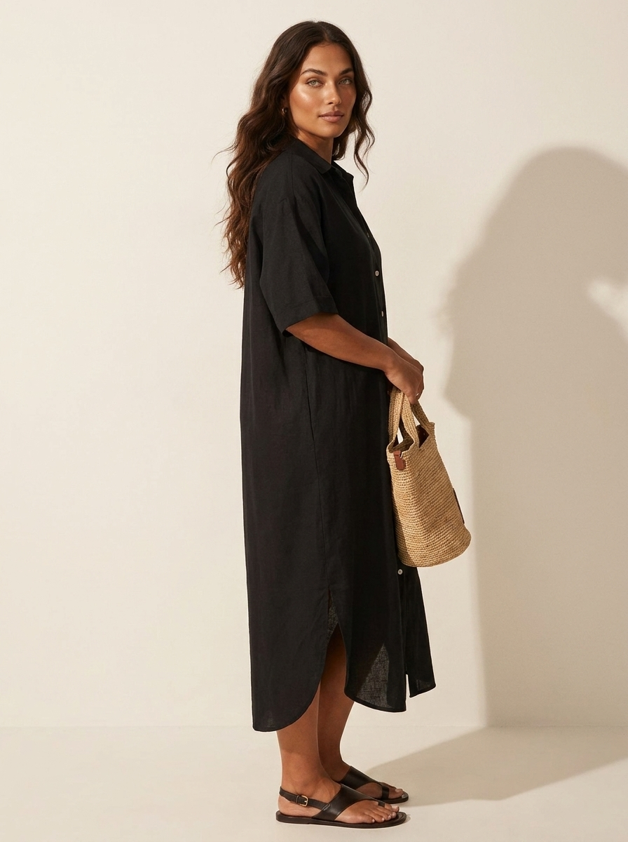 Lightweight button-down blouse dress - Sophie