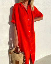 Lightweight button-down blouse dress - Sophie