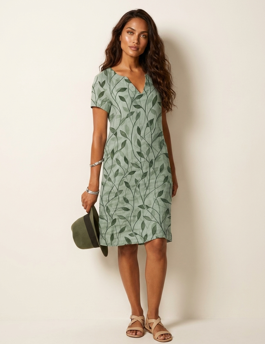 Lightweight dress with a leaf print - Rosalie