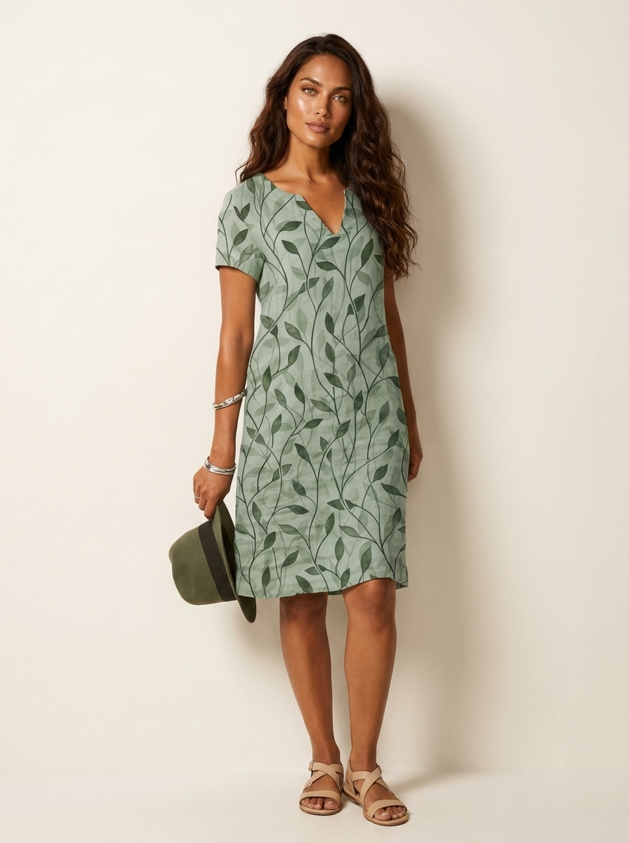 Lightweight dress with a leaf print - Rosalie