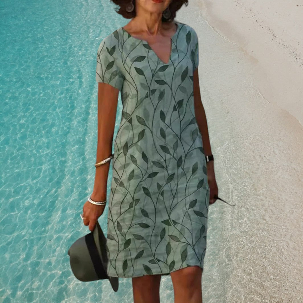 Lightweight dress with a leaf print - Rosalie