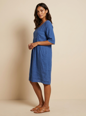 Lightweight linen-look dress with pockets - Nora