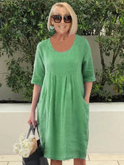 Lightweight linen-look dress with pockets - Nora