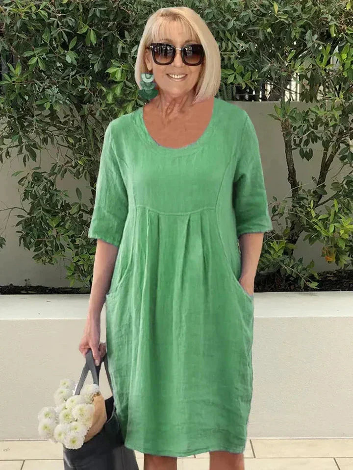 Lightweight linen-look dress with pockets - Nora