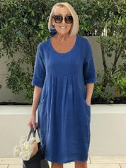 Lightweight linen-look dress with pockets - Nora