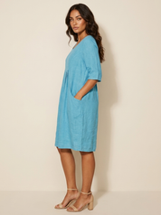 Lightweight linen-look dress with pockets - Nora