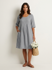 Lightweight linen-look dress with pockets - Nora