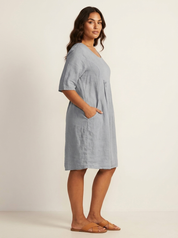 Lightweight linen-look dress with pockets - Nora